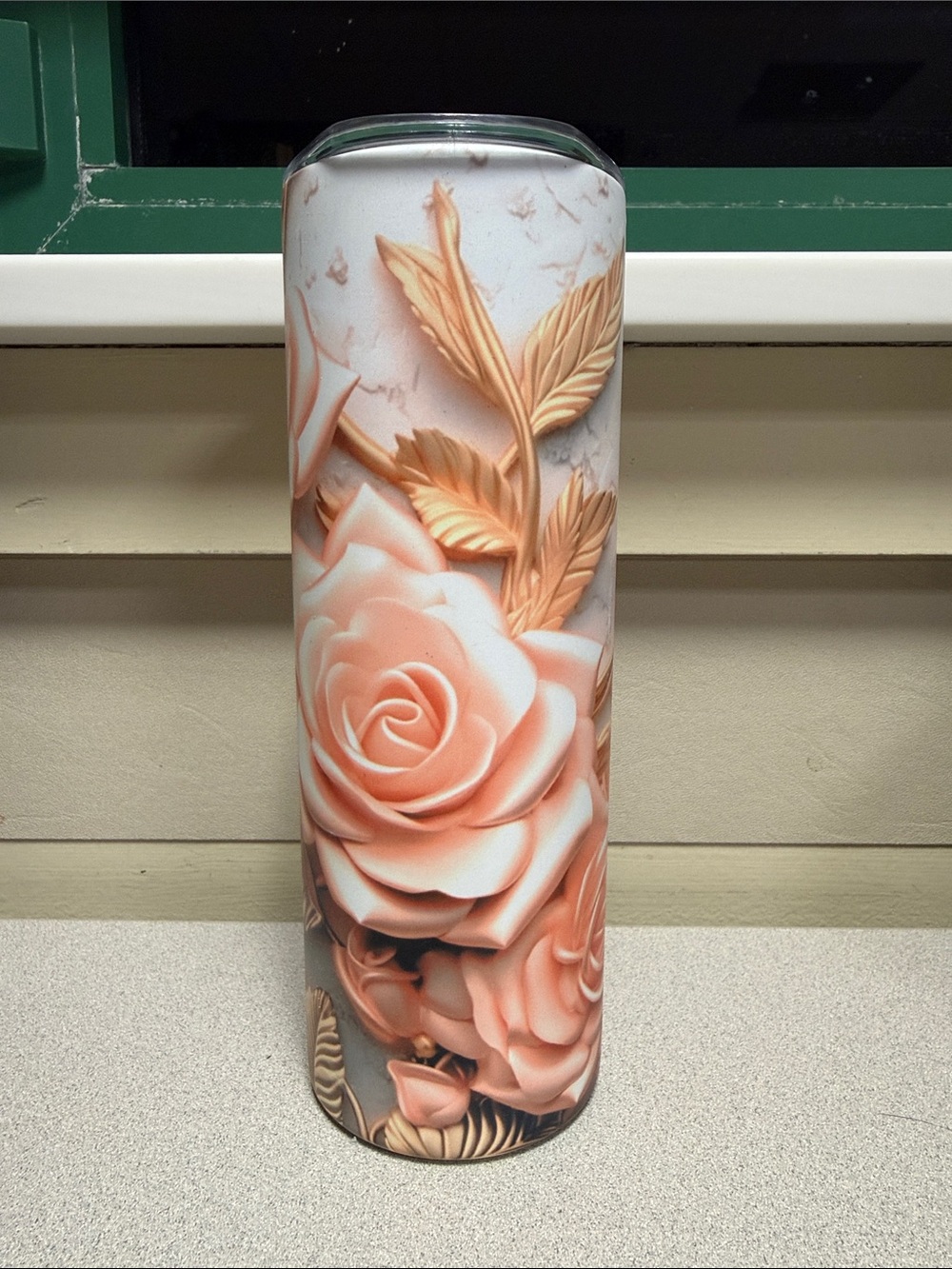 Pink Rose Glow in the dark Tumbler